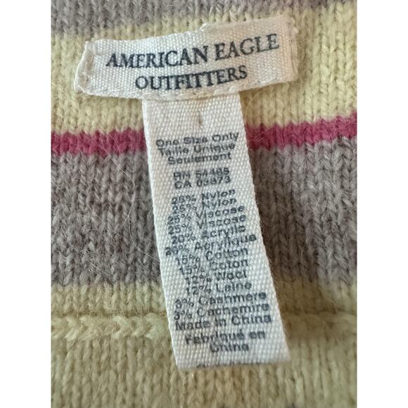 American Eagle Scarf Retro Striped Polka Dot Soft Knit Shawl wool cashmere blend - Picture 3 of 10